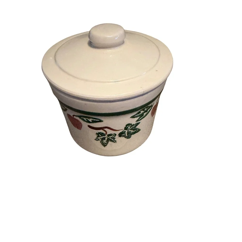 Crock Shop Santa Ana Apple Ivy Ceramic Canister with Lid Vintage Kitchen Crock